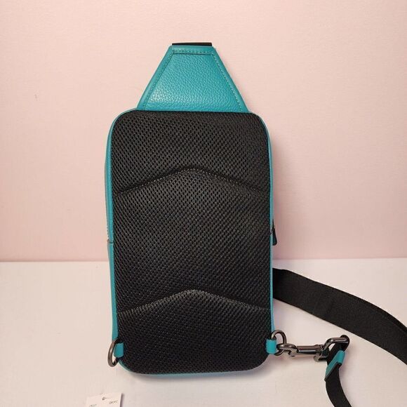 NWT Coach CP207 Sullivan Pack Smooth Calf Leather Bright Turquoise - Picture 4 of 7